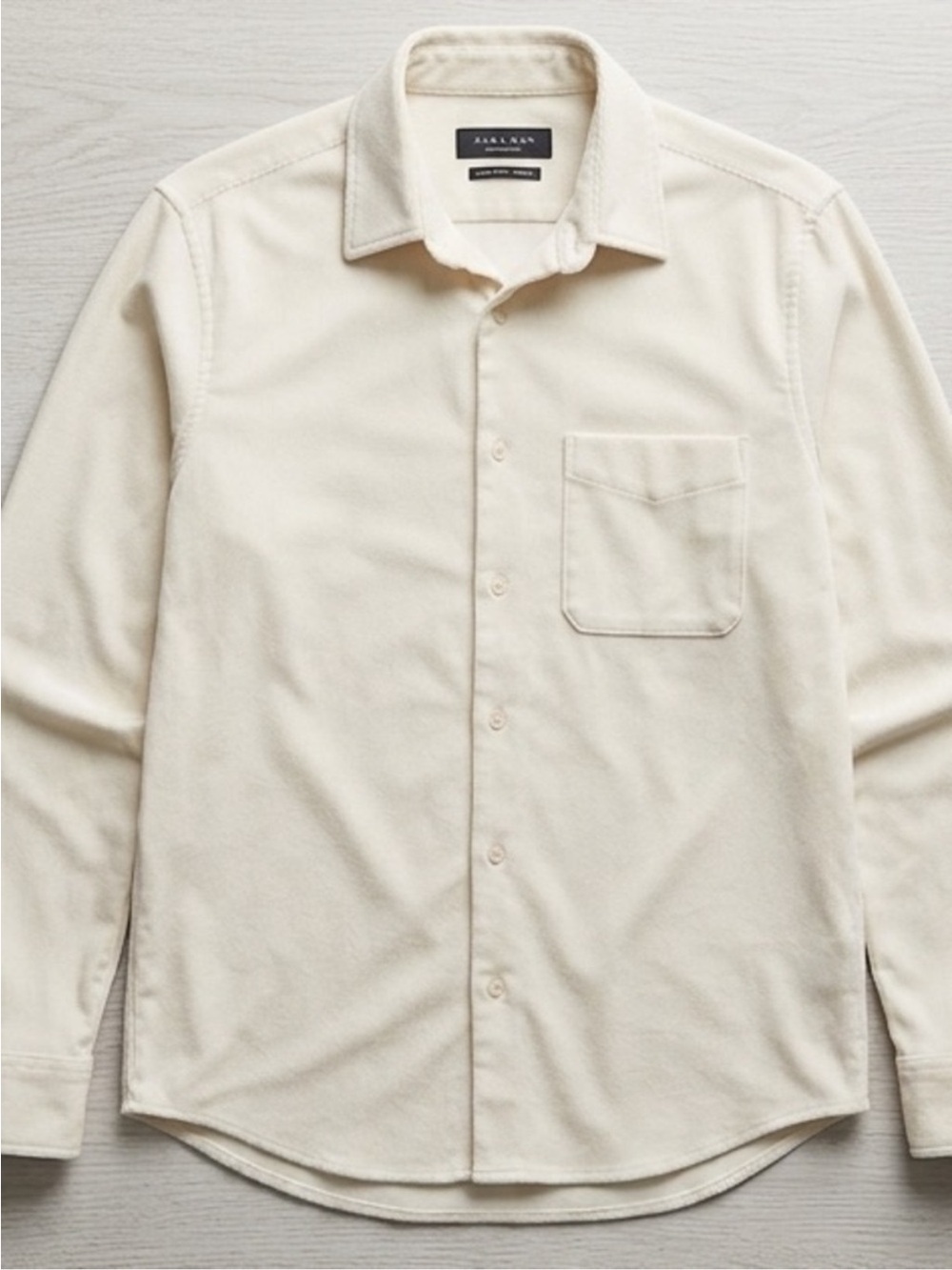 Zara Man Cream Corduroy Soft
Velvet Touch Long Sleeve
Button Down Shirt